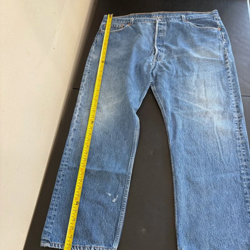 VTG 90s Levis 501 STF Jeans Mens 46x32 Made in USA Blue Straight Leg Button Fly